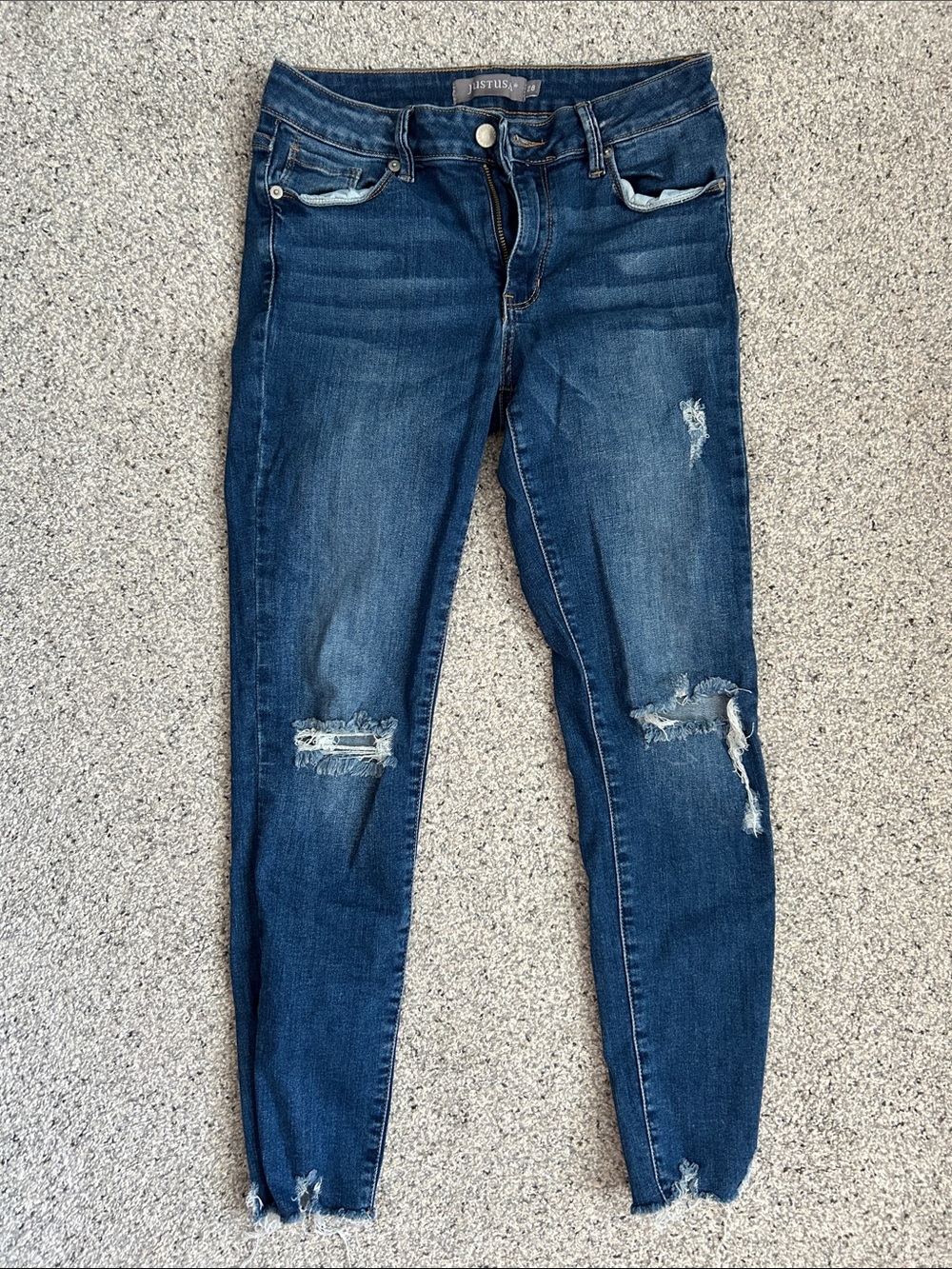 Just USA Dark Blue Distressed Skinny Jeans